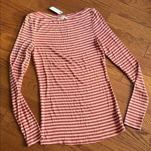 Anthropologie Striped Long Sleeve Tee in Pink and Cream